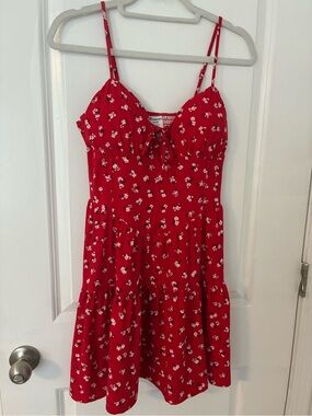Red Floral Midi Dress